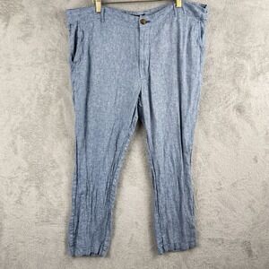 Club Room Luxury Linen Pants Mens 36X30 Blue Nautical Beach Vacation Comfort